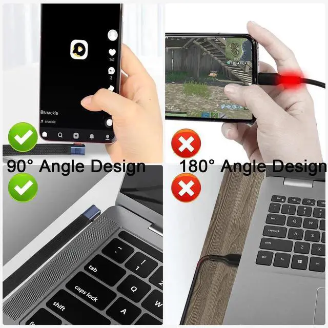 Alt view image 5 of 6 - USB 4.0 40Gbps Thunderbolt 4 Data Sync SSD Cable (Right Angle) PD 240W 5A Fast Charging USB C to Type C 8K@60Hz USB-C for iPhone 16 Pro Max MacBook