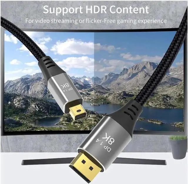 Alt view image 3 of 7 - WISDUM Mini DP to DisplayPort Cable DP1.4 8K(7680X4320)@60Hz 4K@144Hz DisplayPort Bi-Directional Transmission DisplayPort Cable for Video PC Laptop TV