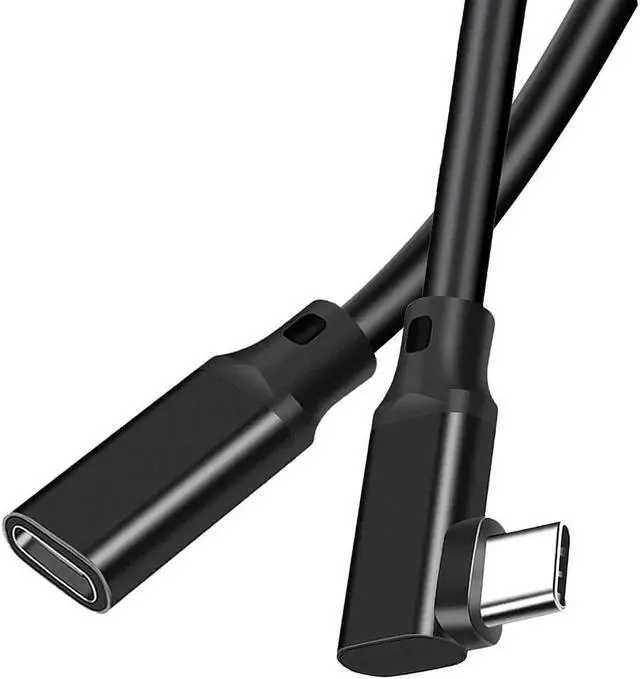 Main image of WISDUM USB C Extender Cable Right Angle 5A PD 100W Type C Male to Female Extension Cord,USB 3.1 Gen 2 10gbps Compatible with PSVR2,USB C Hub,Switch,MacBook Pro/Air,iPad Pro 0.75 ft.