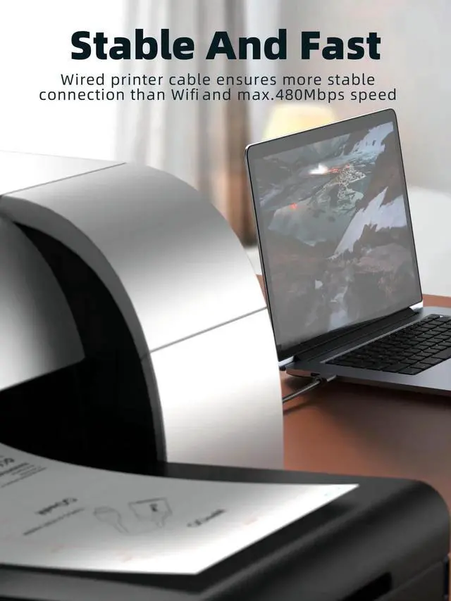 Alt view image 5 of 6 - WISDUM USB 2.0 Printer Cable,High Speed USB 2.0 A Male to B Male USB Printer/Photocopier/Scanner Cord for HP,Samsung,. 32.8 Feet