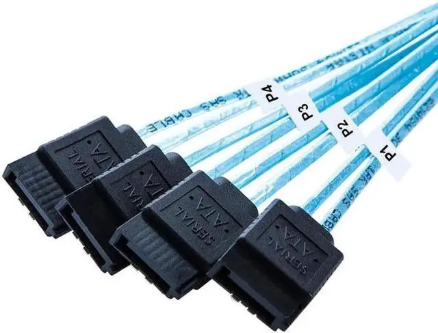 Alt view image 6 of 7 - WISDUM Internal HD Mini SAS (SFF-8643 Host) - 4X SATA (Target) Cable, Mini SAS to SATA Cable, SFF-8643 to 4X SATA Cable, SFF-8643 for Controller, 4 Sata Connect to Hard Drive, 1.64ft