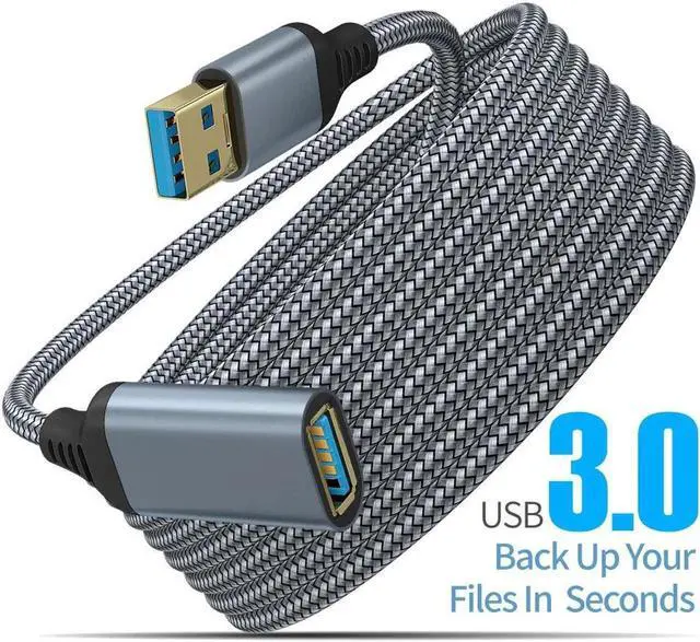 Alt view image 2 of 7 - WISDUM USB Extension Code, USB Extension Cable Type A Male to Female 5Gbps High-Speed Data Transfer, USB 3.0 Extension Compaticable with Keyboard, Mouse, TV, Handle, Projector ,Gray 1.64 ft.