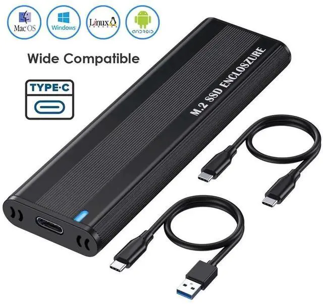 Alt view image 5 of 7 - WISDUM M.2 NVME SATA SSD Enclosure Adapter, 10Gbps Aluminum USB 3.1 Gen 2 Type C External Enclosure for M.2 NVMe PCIE & SATA M-Key / B+M Connectors SSDs of Sizes 2230 2242 2260 2280d