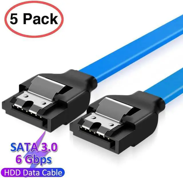 Main image of WISDUM SATA Cable III 5 Pack 6Gbps 7pin Female to Straight Data Cable with Locking Latch Compatible for SATA SSD, HDD, CD Driver, CD Writer, 20 Inch Blue