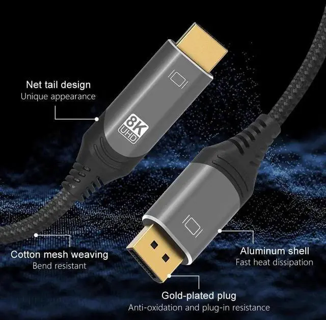 Alt view image 5 of 7 - WISDUM 8K 4K HDMI to DisplayPort Cable, 3.3Ft HDMI to DisplayPort Cord HDMI in to DP Cable Out for Xbox One/360/PS4/PS5/Mac Mini, PC to Monitor