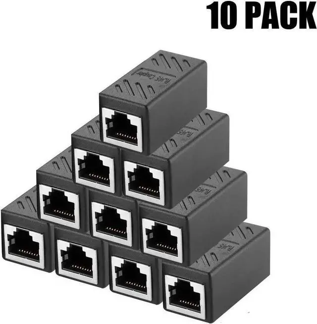 Main image of WISDUM (10Pack, Black) RJ45 Coupler Female to Female Ethernet Coupler in-Line Coupler for Cat7 Cat6 Cat5 Cat5e Ethernet Cable Extender Adapter