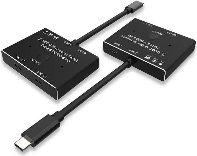 Alt view image 2 of 7 - WISDUM USB-C USB3.1 Type-C 8K Switch Bi-Direction 8K@30Hz 4K@120Hz Power Delivery 100w 10Gbps Data Transfer Multi-Function Splitter Converter (8K)