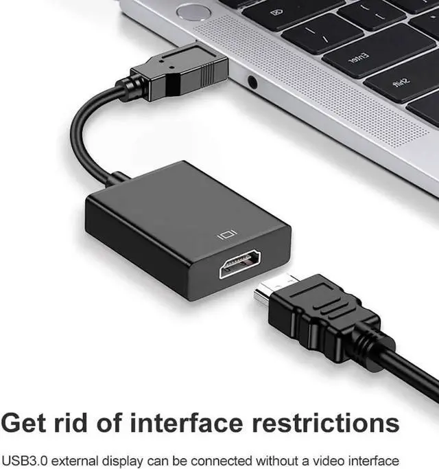 Alt view image 2 of 7 - WISDUM  USB3.0 to HDMI Adapter, USB to HDMI 1080P Video Graphics Cable Converter with Audio for PC Laptop Projector HDTV Compatible with Windows XP 7/8/8.1/10 [Not Support Mac OS Chromebook]