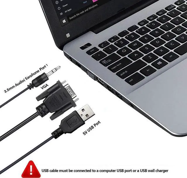 Alt view image 5 of 7 - WISDUM VGA to HDMI Cable 4ft ,VGA to HDMI Adapter Cable with Audio for Connecting Old PC, Laptop with a VGA Output to New Monitor, Display, HDTV with HDMI Input (Male to Male)