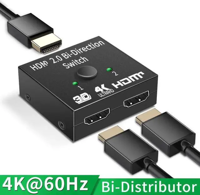 Main image of HDMI Switcher, 4K HDMI Splitter 2 Ports Bi-Direction Manual Switch 2 x 1/1 x 2 HDMI Passthrough,No External Power Required-Supports HD 4K x 2K 1080P