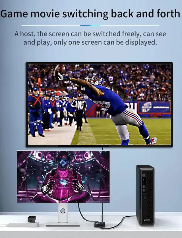 Alt view image 5 of 7 - HDMI Switcher, 4K HDMI Splitter 2 Ports Bi-Direction Manual Switch 2 x 1/1 x 2 HDMI Passthrough,No External Power Required-Supports HD 4K x 2K 1080P