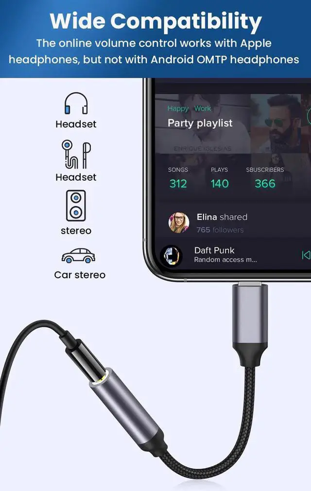 Alt view image 3 of 7 - [MFI Certified] 2-Pack Headphone Adapter for iPhone,Lightning to 3.5mm Jack Adapter Aux Audio Dongle for iPhone 14/14 pro/13/13 Pro/13 Pro Max/12/12 Pro/SE2/11/11 Pro/X/XS Max/XR/8/7