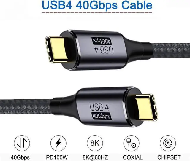 Alt view image 2 of 7 - WISDUM USB4 Cable 40Gbps,100W Fast Charging,Compatible with Thunderbolt 4 3 and Type-c,8K @60Hz,for USB C Laptop, Smartphone, External SSD,eGPU,Docking Station,1Ft (2 Pack)