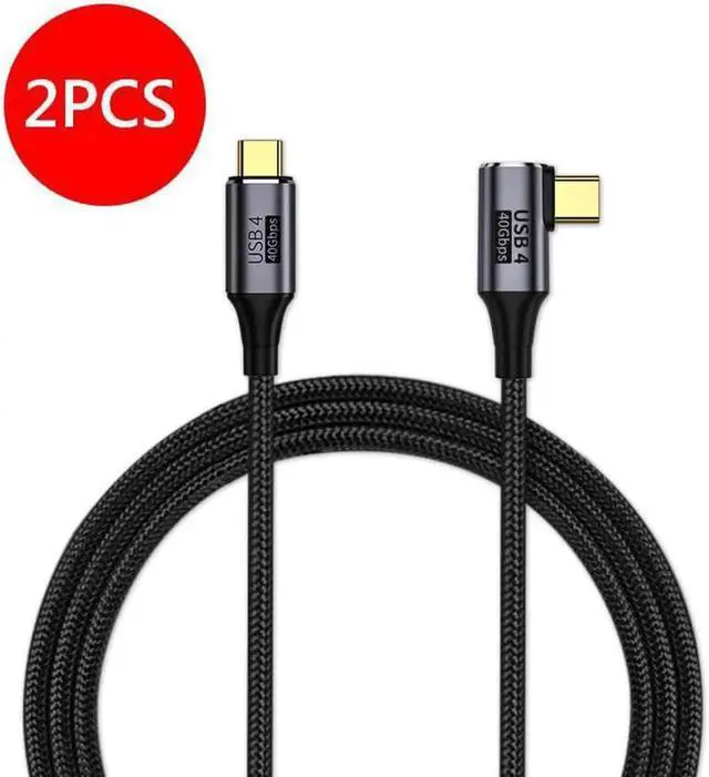 Main image of WISDUM USB4 Cable with 90 Degree Right Angle, 40Gbps,100W Fast Charging,Compatible with Thunderbolt 4 3 and Type-c,8K @60Hz,for USB C Laptop, Smartphone, External SSD,Docking Station 1.5Ft(2 Pack)