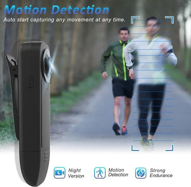 Alt view image 4 of 6 - Mini Body Camera with Audio & Video Recording - Small POV Cam 1080P with 64G Card - Wearable Personal Portable Cameras Recorder DV - Night Version Camcorder for Security Work Records Guard Traveling