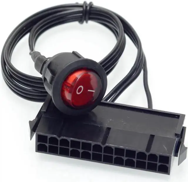 Alt view image 3 of 7 - ATX/EPS 24pin Power supply Jump Start cable with ON / OFF button switch Mining Power adapter reset switch lines