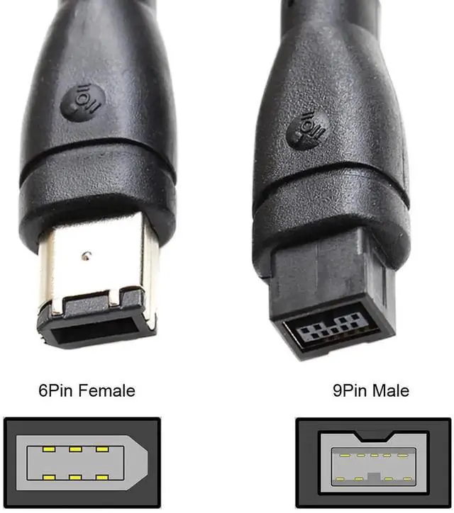 Alt view image 6 of 6 - IEEE 1394 Firewire 800 9-pin to 6-pin Cable FireWire 800 to 400 9p to 6p Capture Cord 1.8m