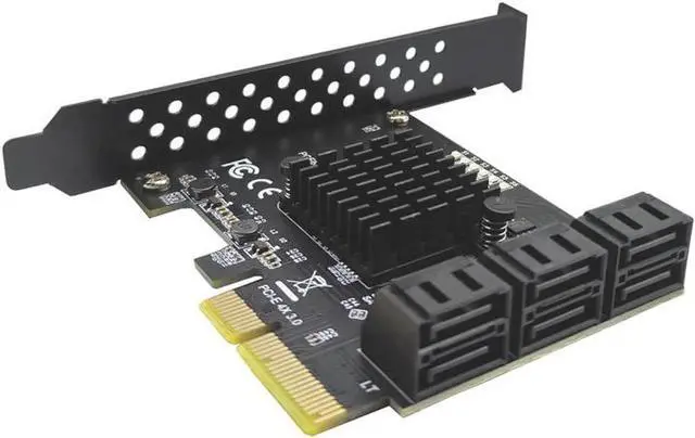 Alt view image 7 of 7 - PCIe SATA Card, PCI-E 3.0 to 6 Port SATA Card, SATA Controller Expansion Card with Low Profile Bracket, Non-Raid, Boot as System Disk, Support 6 SATA 3.0 Devices