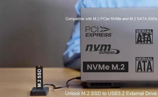 Alt view image 5 of 6 - M.2 NVMe & SATA SSD Reader Adapter, M.2 SSD to USB C Docking Station for M.2 (M Key, B+M Key) NVMe and SATA NGFF SSD Size for 2280 2260 2242 2230 22110 Enclosure
