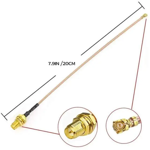 Alt view image 2 of 3 - 8PCS 20CM IPX/UFL to RP-SMA Female Extension Cord Antenna WiFi Pigtail Cable IPEX U.FL IPX Connector to RP-SMA Female Jack Plug RG178 Coax Jumper Cable