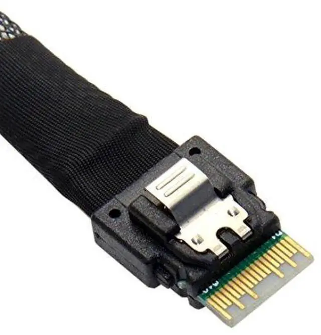 Alt view image 6 of 7 - PCIe 4.0 SFF-8654 to SFF-8639 Cable with SATA Power for U.2 SFF-8639 NVME SSD Motherboard Internal Expansion 1.64FT/0.5M