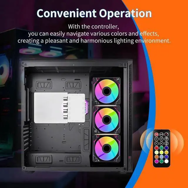 Alt view image 2 of 6 - ARGB Fan Hub, 10-Port 4 Pin PC Fan Controller, 5V-3Pin, Magnetic Suction, SATA Power Input, Rf Remote & Chassis Key Control, Support 10 ARGB PWM Fans Splitter, White