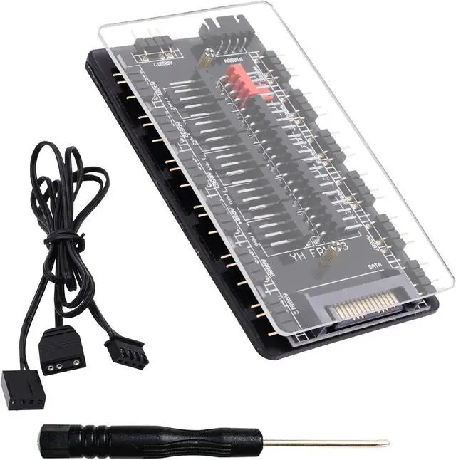 Main image of 5V 3Pin ARGB Fan Hub & 4 Pin PWM Splitter 2 in 1 Case Fan Hub 10 Way Sync CPU Cooling Fan RGB Lighting Controller SATA Powered for Extended Motherboard Interface