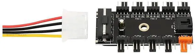 Alt view image 3 of 6 - Chassis Fan Hub CPU Cooling HUB 10 Port 12V 4 Pin Fan PWM Fan Hub SATA Molex Controller Power Supply Speed Adapter Mining(4PIN) SATA