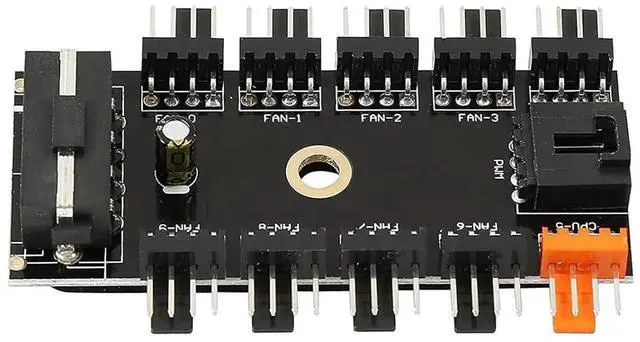 Alt view image 4 of 6 - Chassis Fan Hub CPU Cooling HUB 10 Port 12V 4 Pin Fan PWM Fan Hub SATA Molex Controller Power Supply Speed Adapter Mining(4PIN) SATA