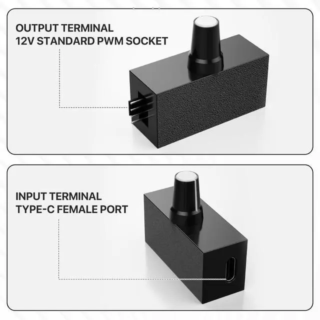 Alt view image 4 of 6 - 4-Pin 12v PWM Fan Controller with USB-C Power Supply and 4-Pin 5-Way Splitter Hub PWMFan Speed Controller 15-18w, 1.2-1.5a Output, Compatible with CPU/Chassis Fans