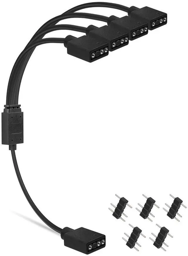 Main image of 5V 3Pin ARGB Splitter Cable 1 Female to 4 Female 3 Pins Extension Connector Cord Wire for PC Case Fan LED Light Strips 30cm Length,53ARGB 1Pcs