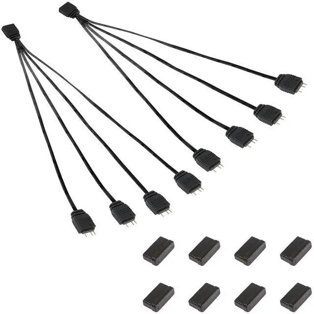 Main image of 5V 3 Pin ARGB Splitter Cable 1-to-4 Male 3 Pin Addressable RGB Splitter Extension Connector for MasterFan/MasterLiquid ARGB Series Support LED Sync Cable with Protective Cap 2 Pack