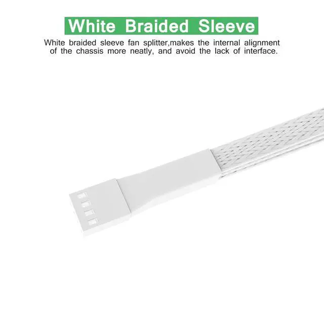 Alt view image 3 of 4 - 2 Pack 10.6inch 4Pin PWM Fan Extension Splitter Cable 1 to 3 Ways - with 3Pin 4Pin Male Connector for Computer Case & CPU Cooling Fans(White)