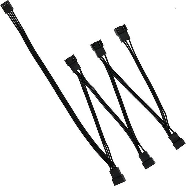 Main image of PWM Fan Hub Stringing, PC CPU Cooling 4 PIN/3 PIN Fan Power Cable Hub Splitter Extension Cable Adapter Sleeved Fan Splitter for Desktop Computer Cooler Fans 1 to 6 Way