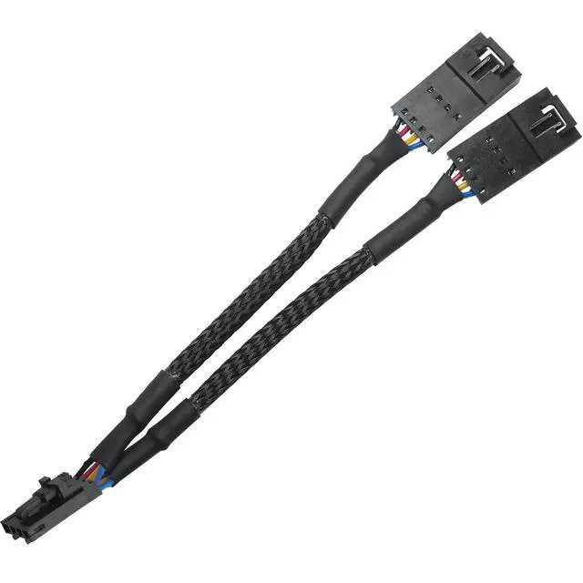 Alt view image 5 of 5 - RGB lighting extension cable 3.39 inches 1 pair 2-split connector 4-core male to 2-core female adapter cable, black