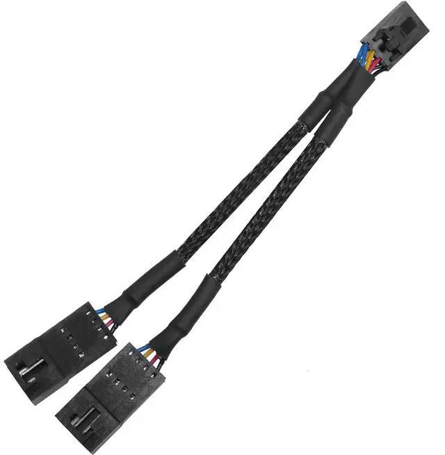 Main image of RGB lighting extension cable 3.39 inches 1 pair 2-split connector 4-core male to 2-core female adapter cable, black