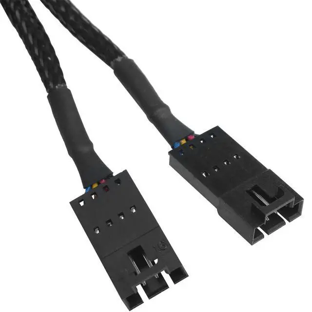 Alt view image 4 of 5 - RGB lighting extension cable 3.39 inches 1 pair 2-split connector 4-core male to 2-core female adapter cable, black
