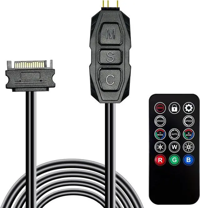 Main image of ARGB Controller Kit for PC RGB Case Fans, ARGB Splitter, SATA Power RGB Fan Controller, Computer ARGB Fans Hub Control RGB and Single Light Effect , 14 Key Remote Control Switch Colors RGB Fan hub