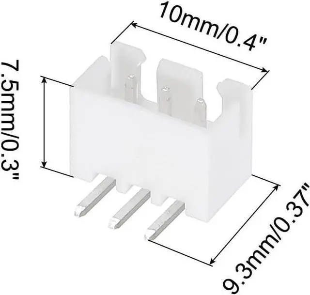 Main image of 2.54mm Connector 3 Pin Male Adapter Right Angle Pin Header White Socket for Wire to Board Connection, 50 Pack