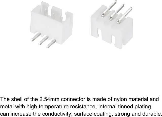 Alt view image 3 of 5 - 2.54mm Connector 3 Pin Male Adapter Right Angle Pin Header White Socket for Wire to Board Connection, 50 Pack