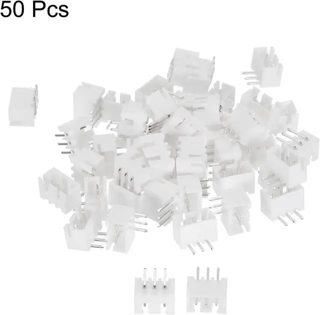 Alt view image 4 of 5 - 2.54mm Connector 3 Pin Male Adapter Right Angle Pin Header White Socket for Wire to Board Connection, 50 Pack