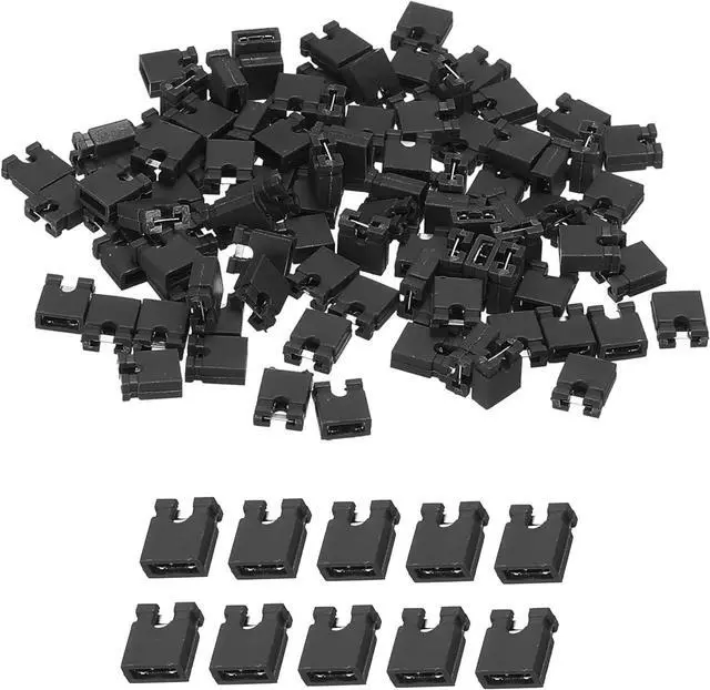 Main image of 100pcs 2.54mm Black Jumper Caps Standard Circuit Board Jumper Cap Shunts Short Circuit Connection Pin Blocks