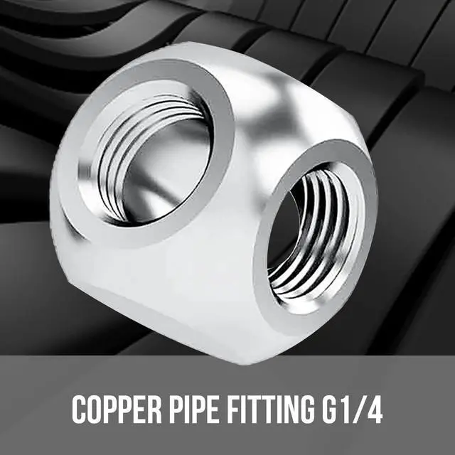 Alt view image 4 of 5 - 2 Pack G1/4" Thread, 3-Way Ball Fitting Extender or Connector for The Computer Water Cooling System, Durable Brass/Copper Material, Silver