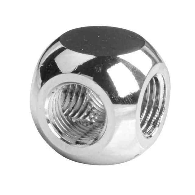 Alt view image 2 of 5 - 2 Pack G1/4" Thread, 3-Way Ball Fitting Extender or Connector for The Computer Water Cooling System, Durable Brass/Copper Material, Silver