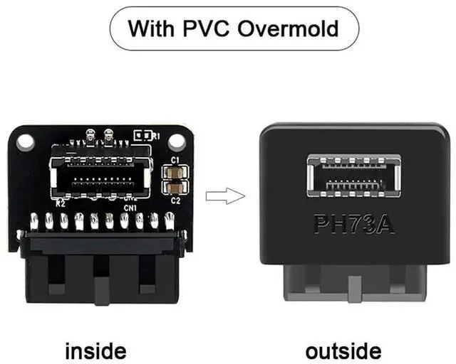 Alt view image 2 of 6 - 2pcs USB 3.1 Front Panel Socket Key-A Type-E to USB 3.0 20Pin Header Male Extension Adapter for Motherboard