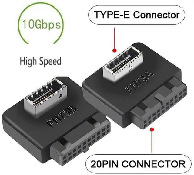 Alt view image 4 of 6 - 2pcs USB 3.1 Front Panel Socket Key-A Type-E to USB 3.0 20Pin Header Male Extension Adapter for Motherboard