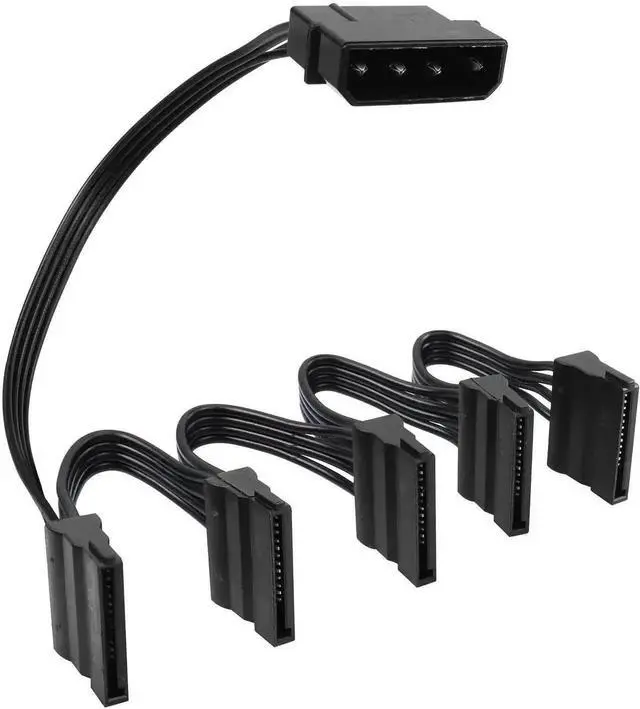 Main image of IDE to SATA Power Cable LP4 4 Pin 1 to 5×15 Pin SATA Splitter Supply Adapter Converter Cable for PC Server Hard Drive (1 to 5)