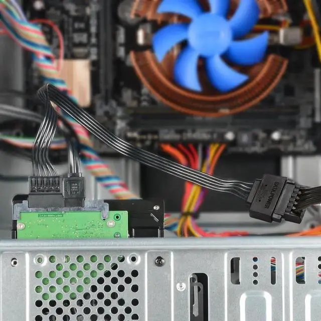 Alt view image 6 of 7 - 15 Pin SATA Power Extension Cable (2 Pack), Sata Male to Female Cable, Sata Power Cable Extension, 10 inch, Black