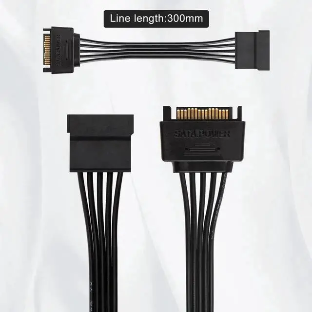 Alt view image 5 of 7 - 15 Pin SATA Power Extension Cable (2 Pack), Sata Male to Female Cable, Sata Power Cable Extension, 10 inch, Black