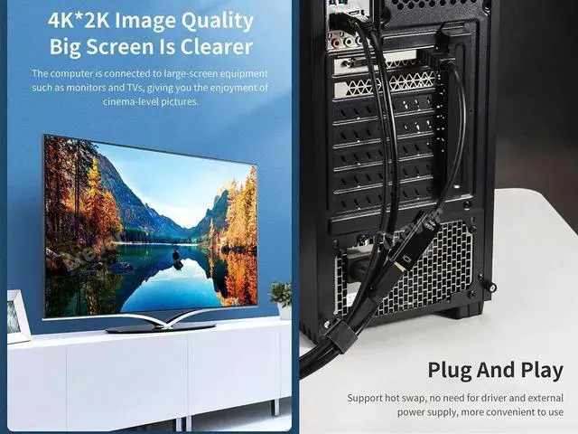 Alt view image 3 of 7 - 4K DisplayPort to HDMI Adapter Cable 2Pack, iXever DP to HDMI Converter Adaptor Compatible for HP, Dell, GPU, AMD, NVIDIA, Male to Female,Uni-Directional